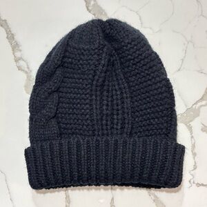 Women’s Cozy Black Chunky Cable Knit Slouch Beanie OS Winter Hat